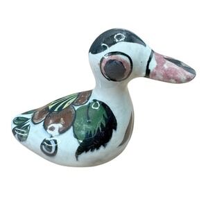 Hand Painted Ceramic Duck Figurine Folk Art Collectible Home‎ Decor Accent Small